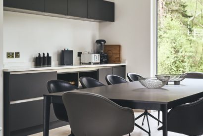 The dining table at Munro Cabin, Loch Lomond