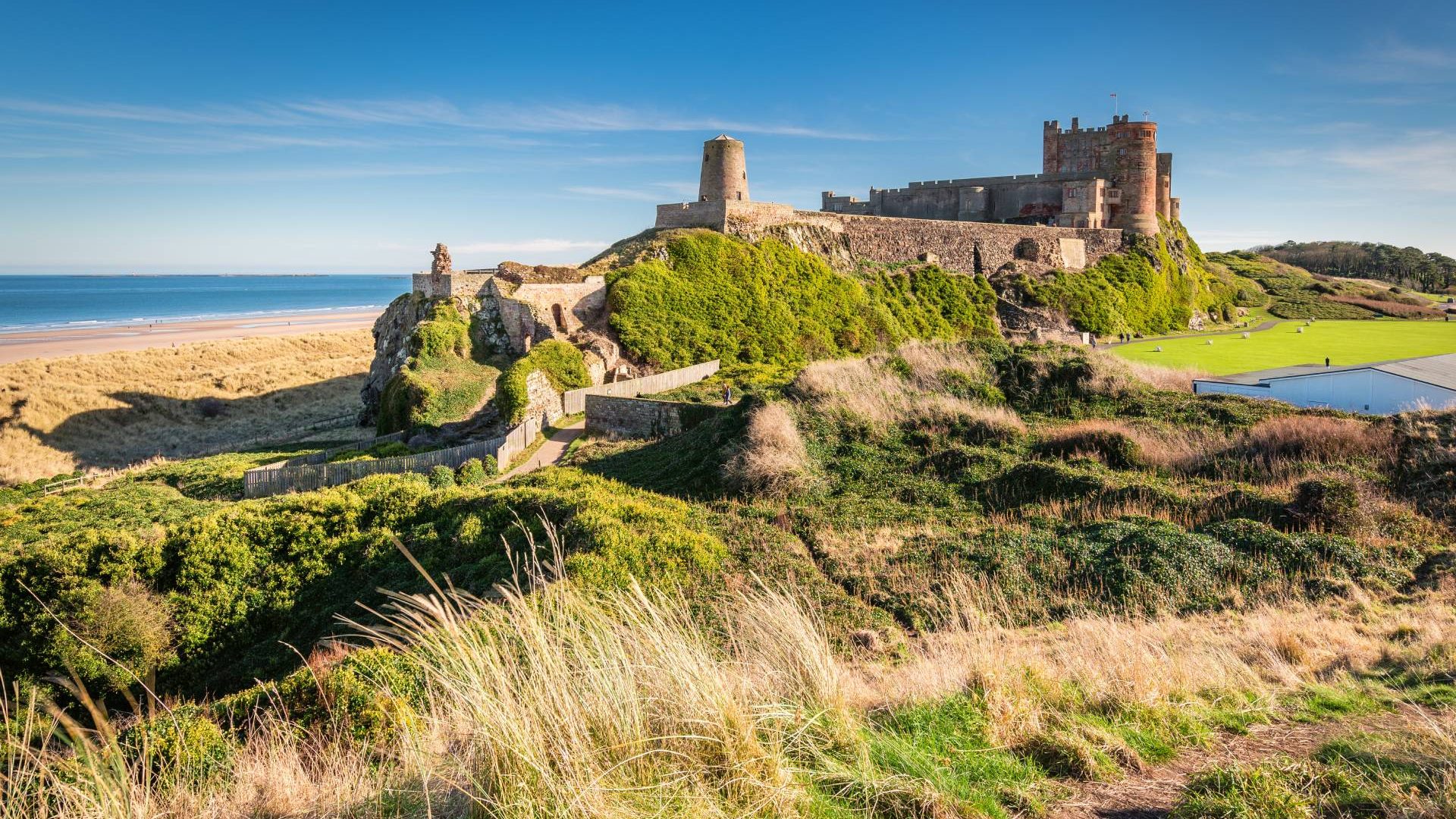 Bamburgh Castle on Northumberland coast
